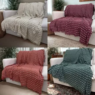 Manta para Sofá Capa Protetora Tijolinho 2,40 x 1,80 Gigante 100% Algodão Cama Decorativa Colcha Coberta Proteção