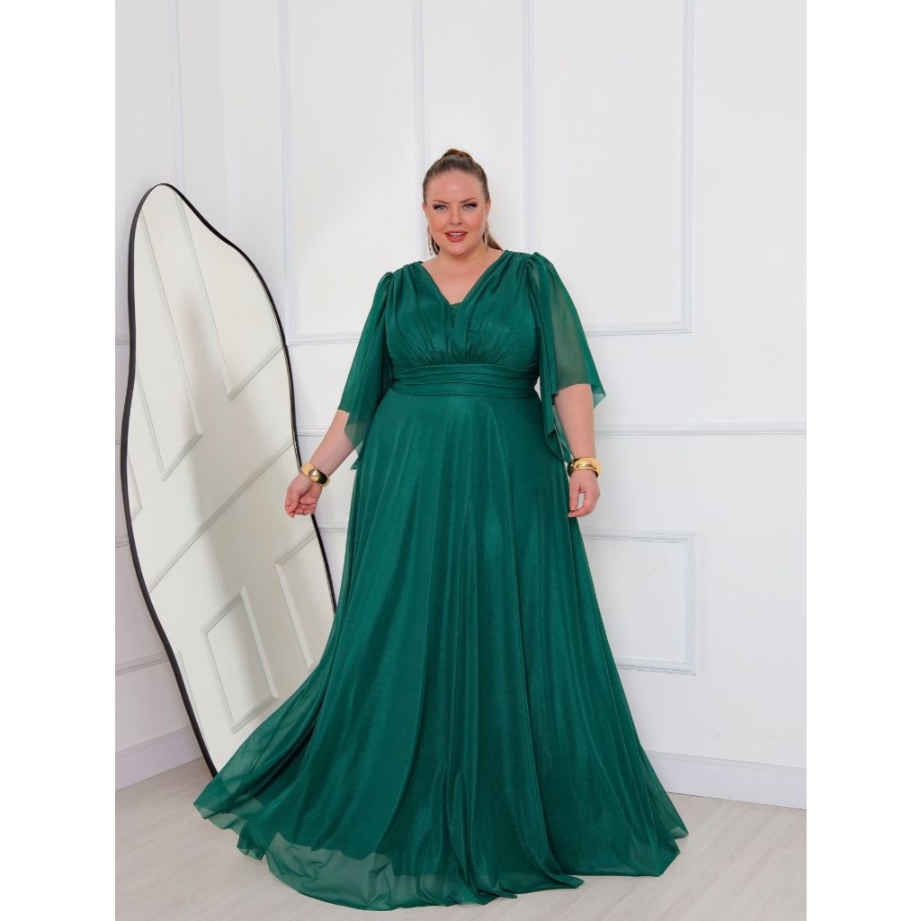 VESTIDO LONGO PLUS SIZE MADRINHA CASAMENTO CONVIDADA VERDE