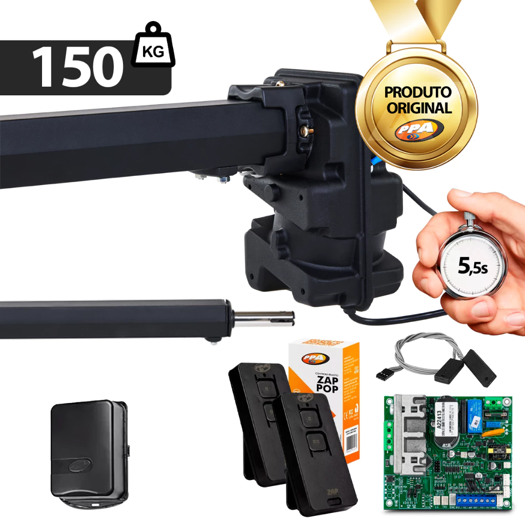 Kit Motor Portão Pivo Home JetFlex Super 1 Folha PPA 150Kg