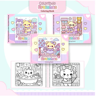 Livro de Colorir Ursinhas Kawaii 52 Folhas 180G Caderno de Desenho Pintura Coloring Book SEM PERSONALIZAÇÃO em Oferta na Shopee