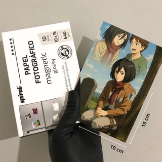 Imãs de geladeira Anime Attack On Titan Mikasa e Eren Grande 10x15cm papel fotográfico Magnetico
