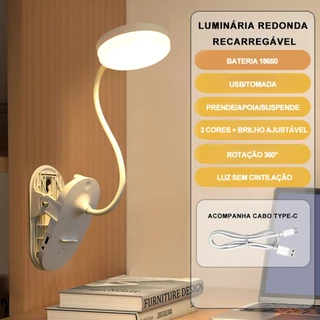 Luminária Ajustável com prendedor Abajur de Mesa LED Luz Recarregável Touch Haste Flexível Lâmpada De Estudo Sem Fio em Oferta na Shopee
