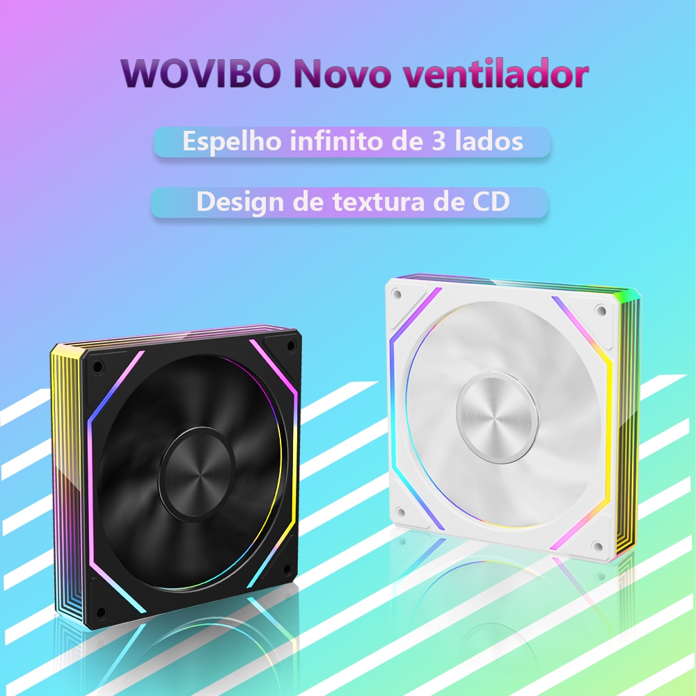 Wovibo PC Computer Cooling Fan 120mm ARGB Infinity Mirror PWM 4Pin 5V ...