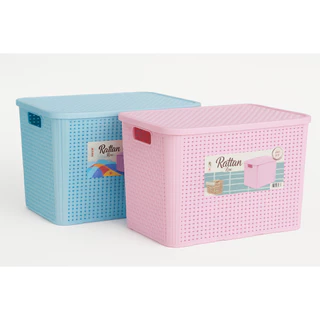 Caixa Organizadora Rattan Com Tampa 28 L Para Quarto Rosa, Azul ou Preta em Oferta na Shopee