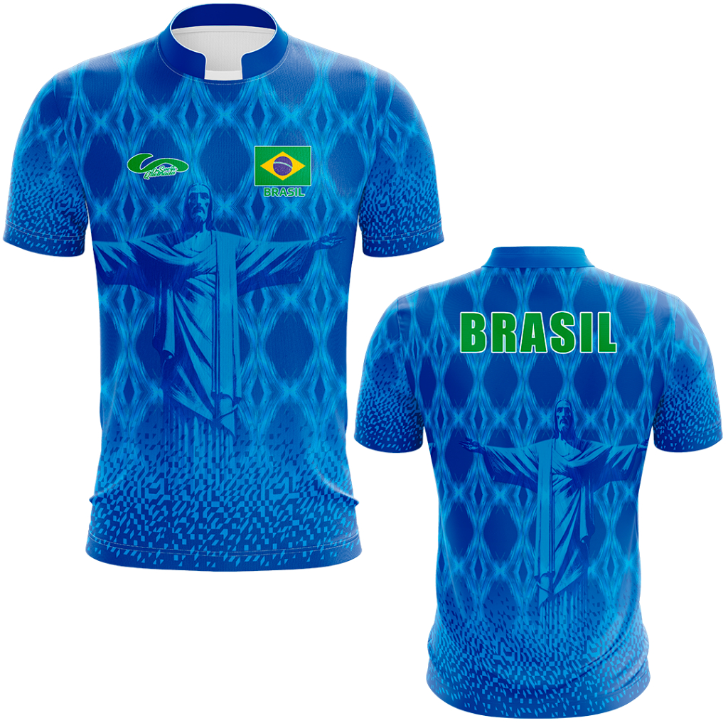 Camisa Camiseta Do Brasil Cristo Redentor Azul 2025/26 em Oferta na Shopee