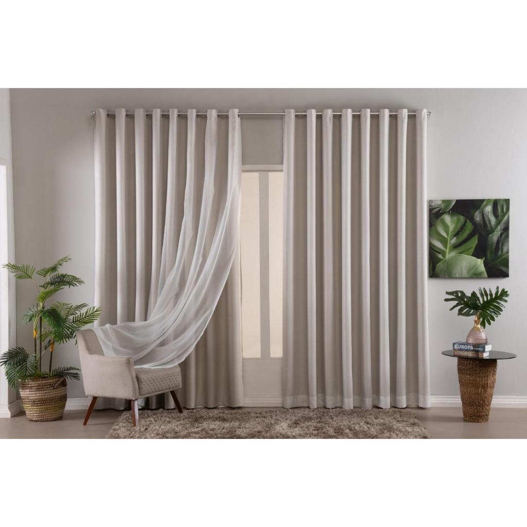 Cortina Pra Sala E Quarto Blackout Com Voal 2,50m x 2,50m