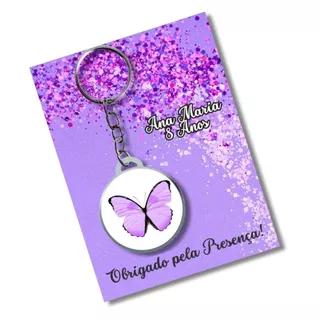 Chaveiro Personalizado Borboleta Lilás +card e embalagem em Oferta na Shopee