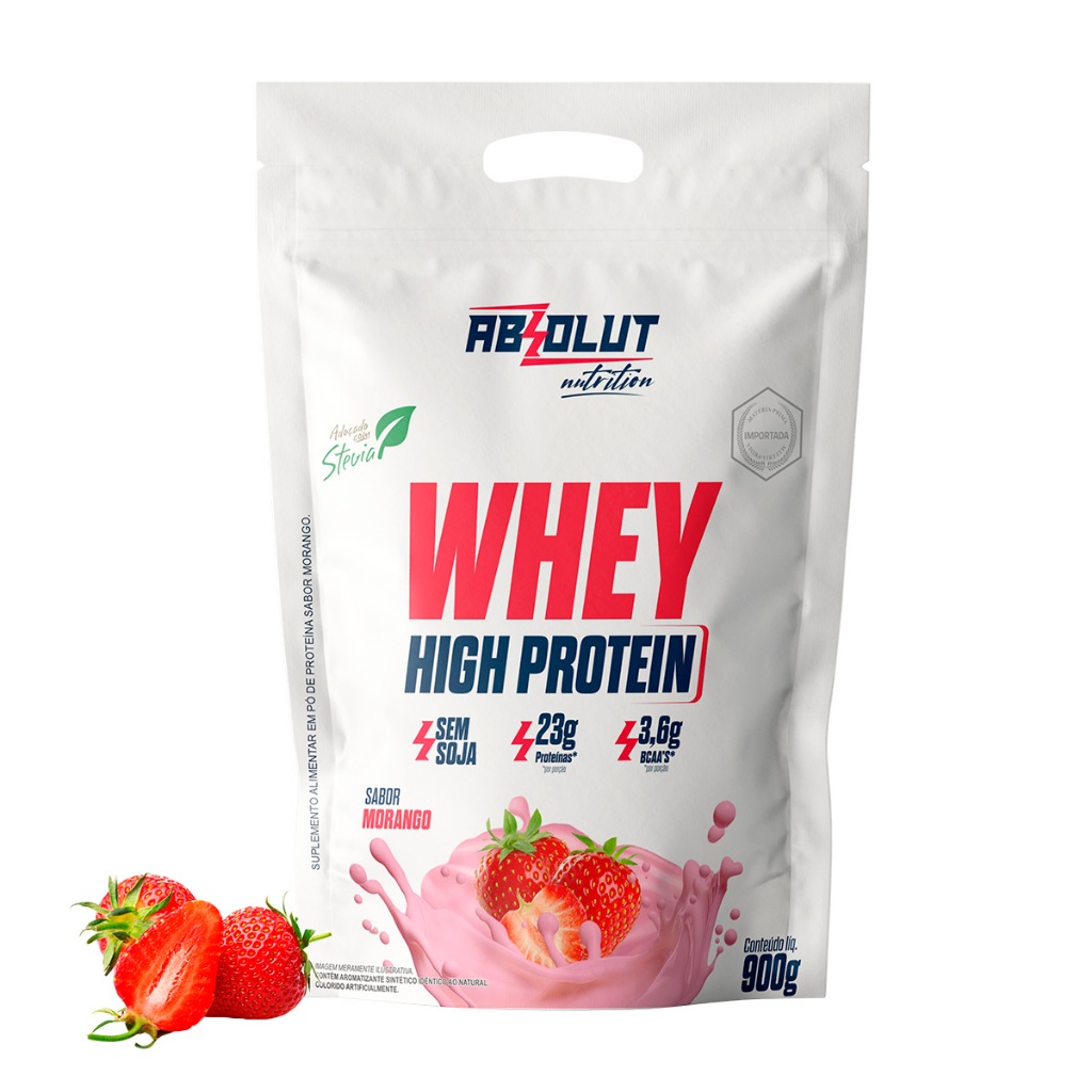 Whey Concentrado High Protein Adoçado com Stevia Absolut 900g | Shopee ...