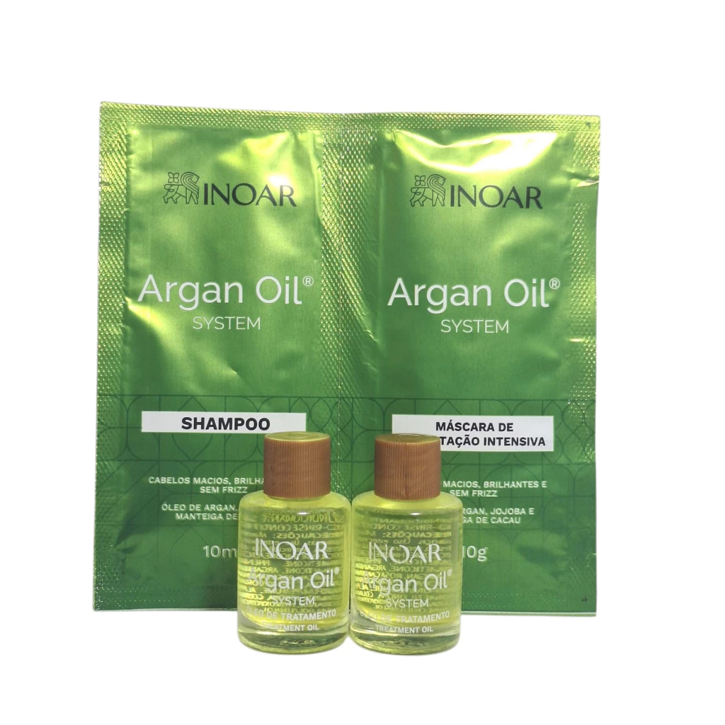 KIT INOAR SACHE ARGAN OIL SYSTEM SHAMPOO 10ML + MÁSCARA 10G + 2 OLEOS ...