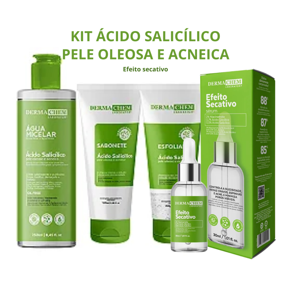 Kit Skincare Ácido Salícilico Pele Oleosa E Acneica Dermachem | Shopee ...