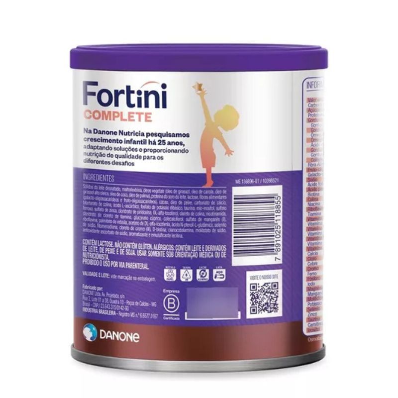 Fortini Complete 800g Lata - Fórmula Infantil Danone - Sabor Chocolate ...