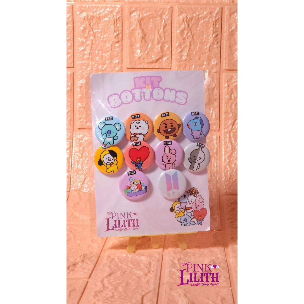 Kit de Bottons - BTS (BT21) | Shopee Brasil