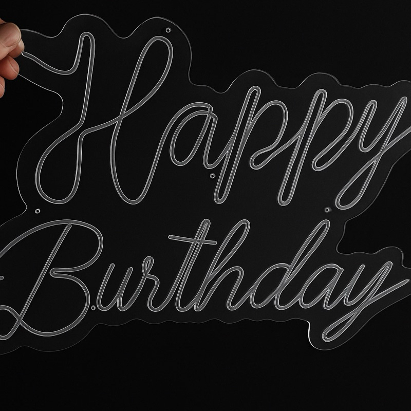 Painel acrílico HAPPY BIRTHDAY Feliz aniversário em acrílico somente o corte e o desenho SEM LED 58x40 3mm de acrílico