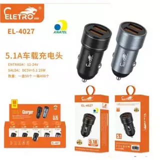 kit 10 Carregador Veicular Turbo Usb 2 Entradas le-507/AL-C080 funte/el-4027