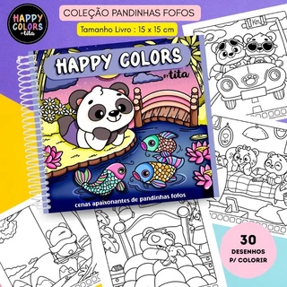 LIVRO DE COLORIR PANDINHAS FOFO - HAPPY COLOR - LIVRO DE COLORIR - CADERNO PARA COLORIR - COLORING BOOK em Oferta na Shopee