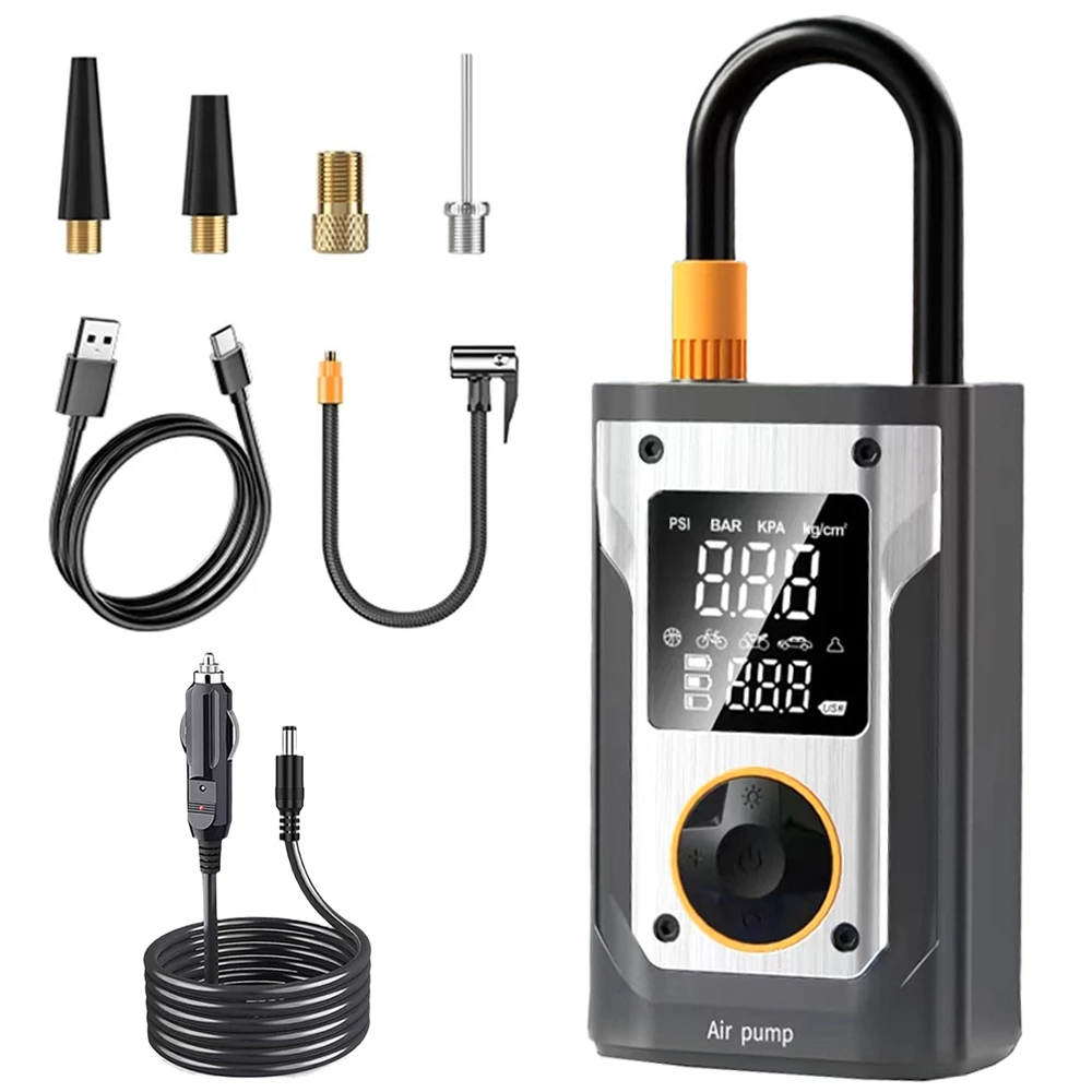 Inflador De Pneus De 150 Psi Compressor De Ar Portátil E Lcd