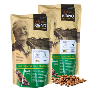 Kit 2 Cafés Rigno Especial 86+ pontos - 100% Arábica Em Grãos - 1kg