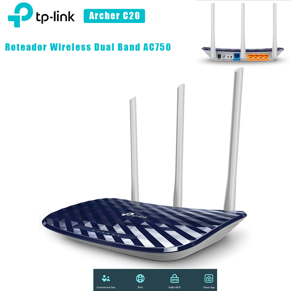 Roteador Wireless Dual Band AC750 Archer C20 Dual Band 2.4GHz e 5GHz (USADO)