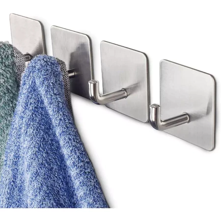 Kit Ganchos Aço Adesivos Para Porta De Toalha De Parede