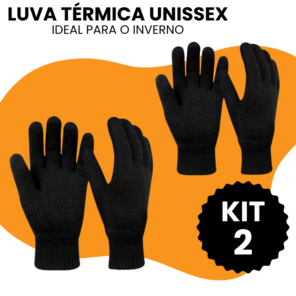 Kit 2 Luvas de Lã Térmicas Frio Intenso Inverno Tecido Gross