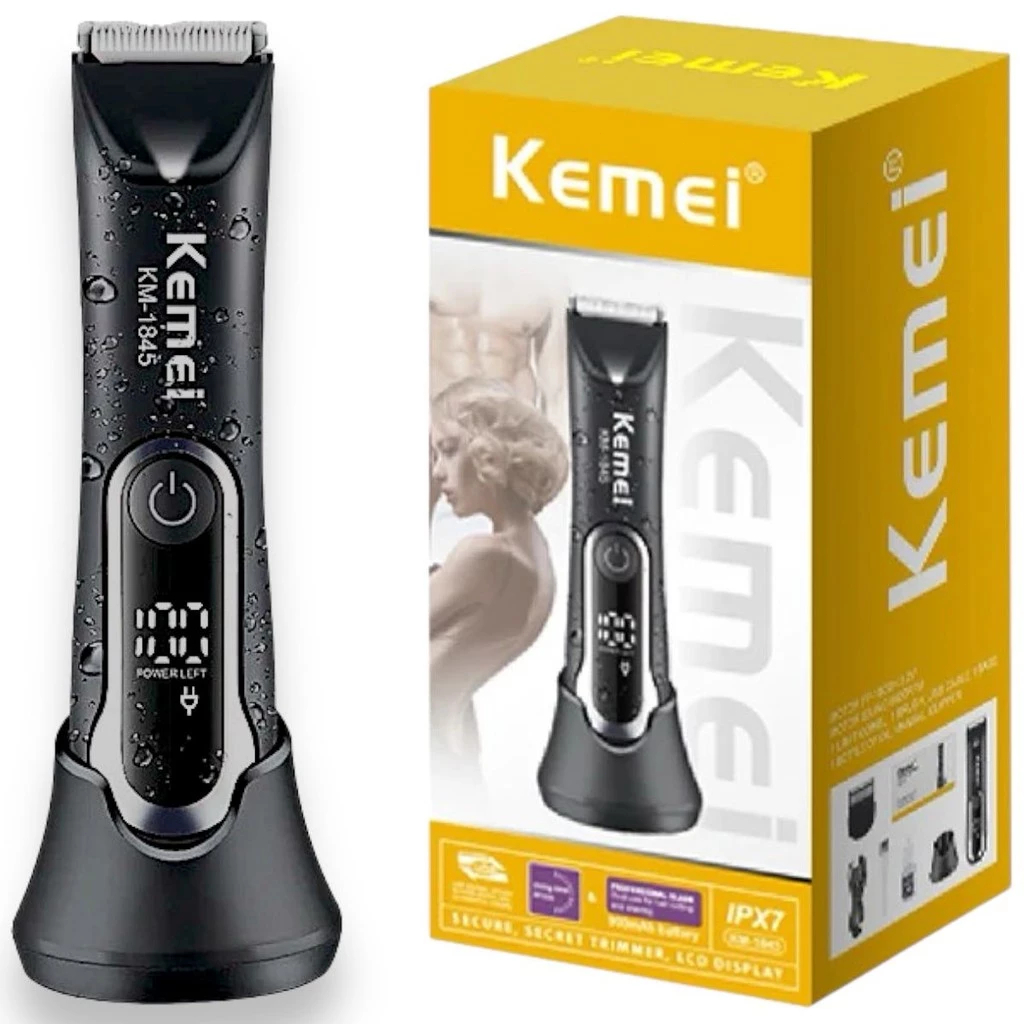 Aparador Elétrico KIMEI KM-1845 Para Depilação Íntima Recarregável USB Com digita