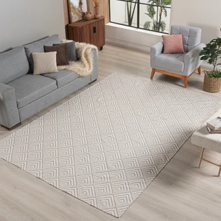 Tapete Jacquard 3,00 m x 2,00 m Antiderrapante Geométrico Sala Escritório Quarto