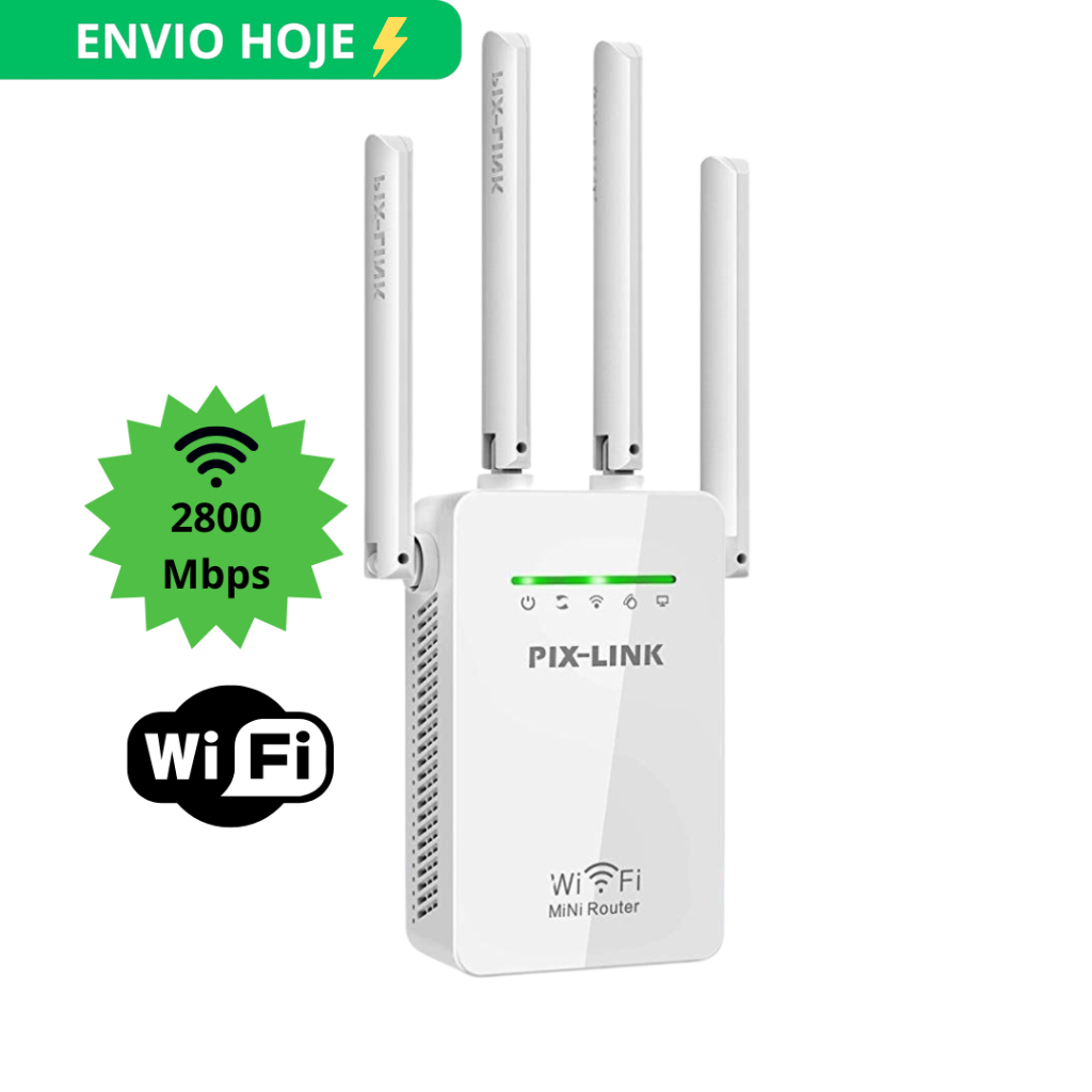 Repetidor e Roteador Wifi 4 Antenas Amplificador De Sinal Longo Alcance ...
