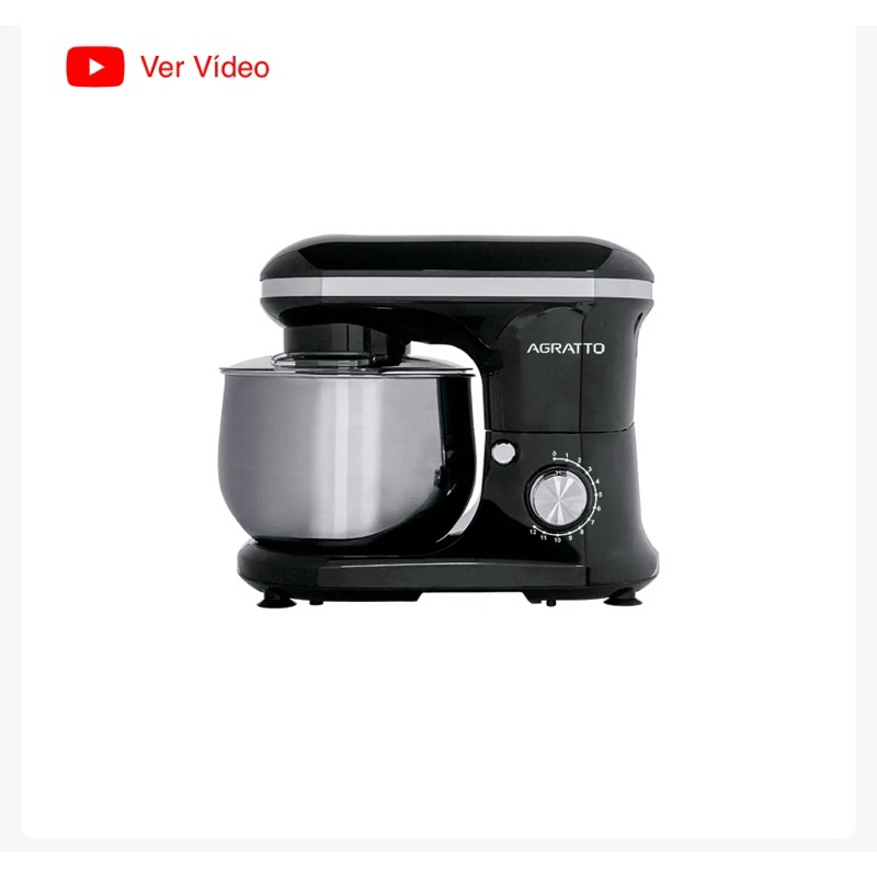 Batedeira Planetária Supremma Preta 5 litros 700W Agratto