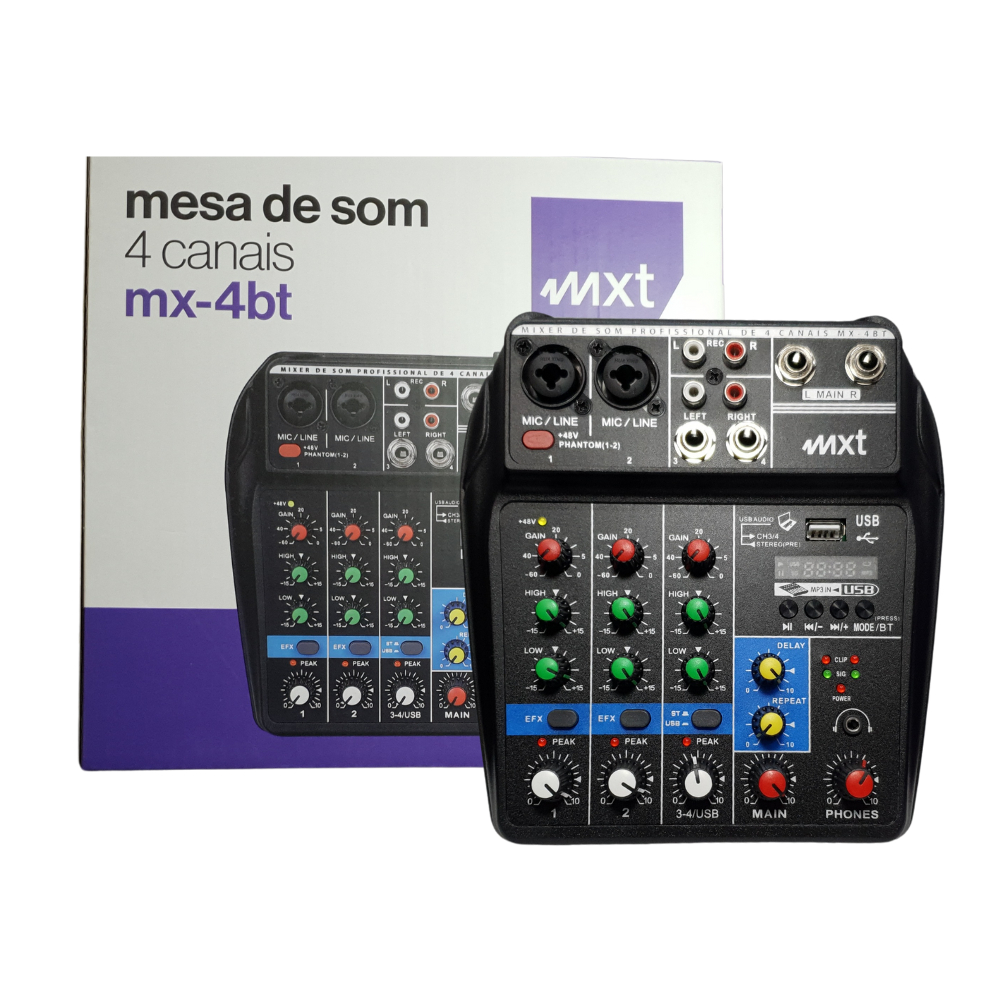Mesa de Som Profissional 4 Canais MxT Mx-4bt | Shopee Brasil