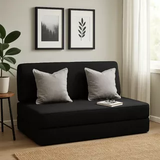 Puff Sofá Cama Dobrável Estofado Confortável Moderno 2 em 1 Prático para Sala e Quarto