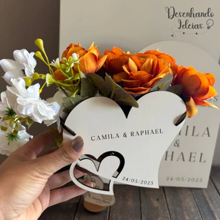 Centro de Mesa Casamento Personalizado Decoração Lembrancinha Elegante