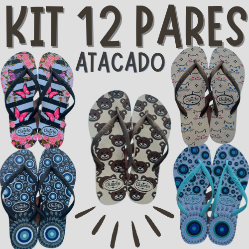 Kit 12 Pares de Chinelo Sandalia Feminino Atacado Revenda