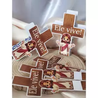 Kit 24 Porta Bis em Cruz Pascoa Lembracinhas Mimo Cristã "Ele Vive" Natal em Oferta na Shopee