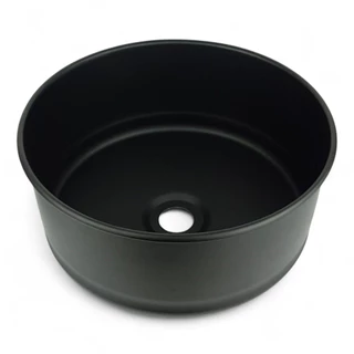 Cuba pia de apoio redonda para banheiro lavabo na cor Preto Fosco