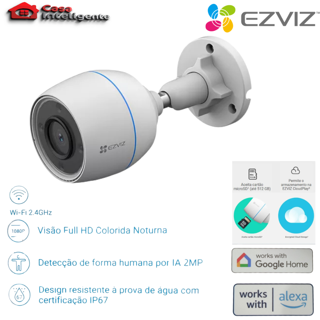 CAMERA IP WI-FI EXTERNA INTELIGENTE EZVIZ H3C | Shopee Brasil