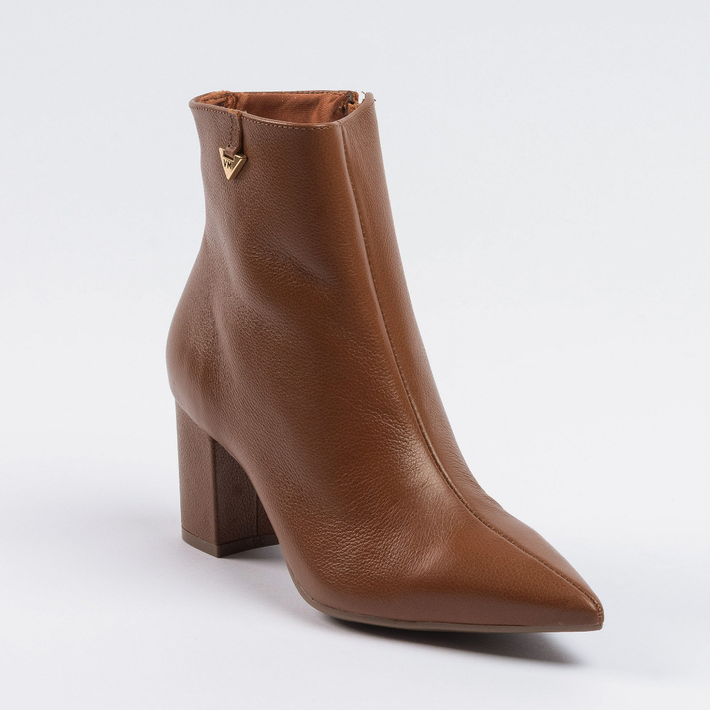 Bota Via Marte Feminina Cano Curto Salto Bloco Couro Original Conforto ...