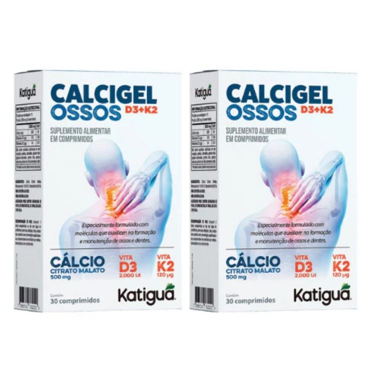 Kit 2 Calcigel Osso Citrado de Malato+D3+K2 30 Cp - Katiguá | Shopee Brasil