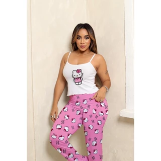 CONJUNTO PIJAMA BLOGUEIRA CALÇA PERSONAGENS PINK em Oferta na Shopee
