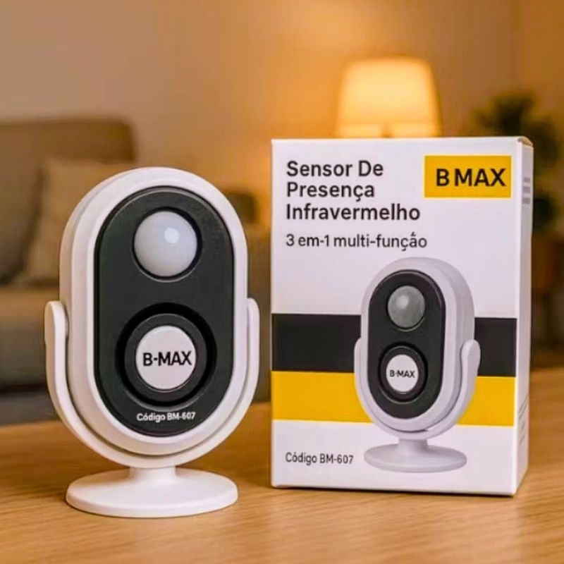 Sensor de Presença com Alarme Sonoro 360º Sem Fio B-Max BM-607 ...