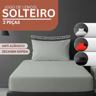 Jogo de Lençol Solteiro 2 Peças Liso 1,88 x 0,88 x 0,20 Altura - Várias Cores em Oferta na Shopee