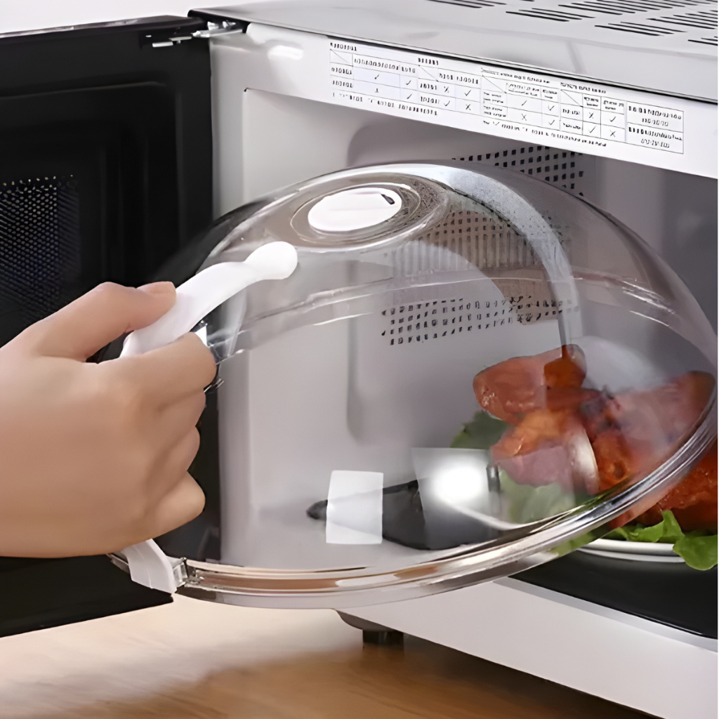 Tampa Para Microondas Protetor Alimentos Anti Sujeira Comida Com Válvula Alça De Plástico Pratos