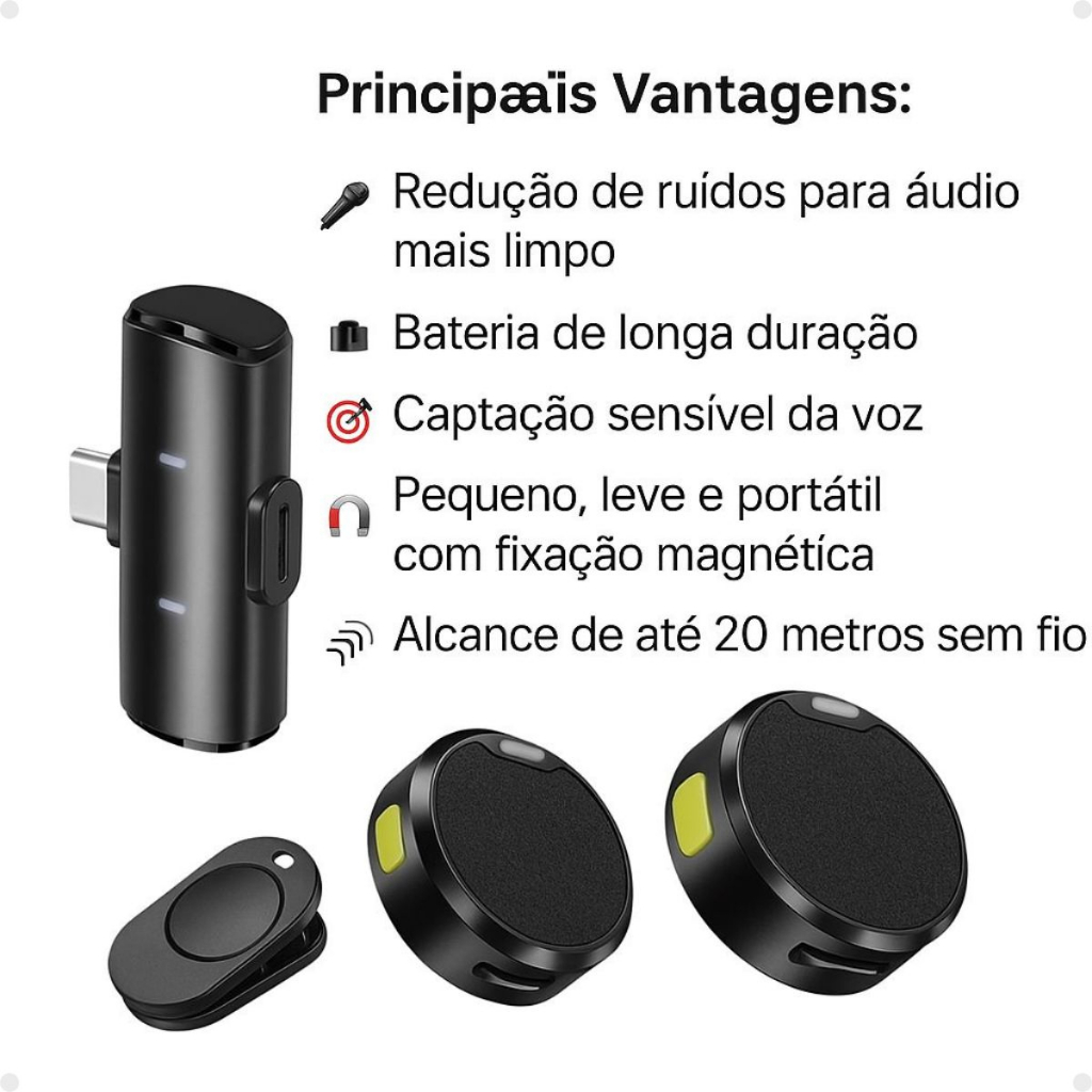 Microfone Lapela Kaidi Sem Fio Tipo C Tipo Moeda, Moedinha, entrevistas ...