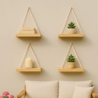 Kit Mini prateleiras de Madeira Pinus Nicho de Parede Estante Decorativa Tendência