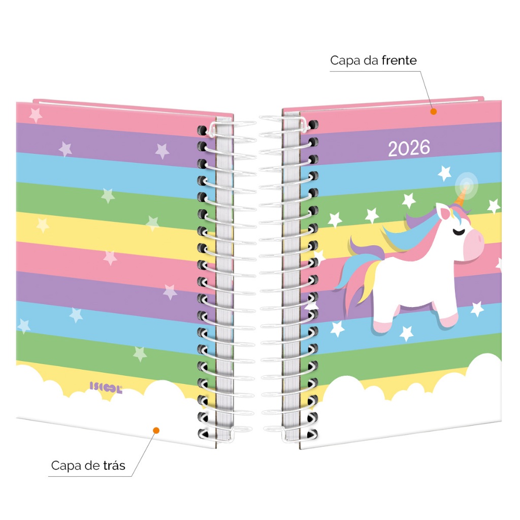 Agenda 2026 Mini Capa Dura Fantasy Unicórnio Colorido | Shopee Brasil