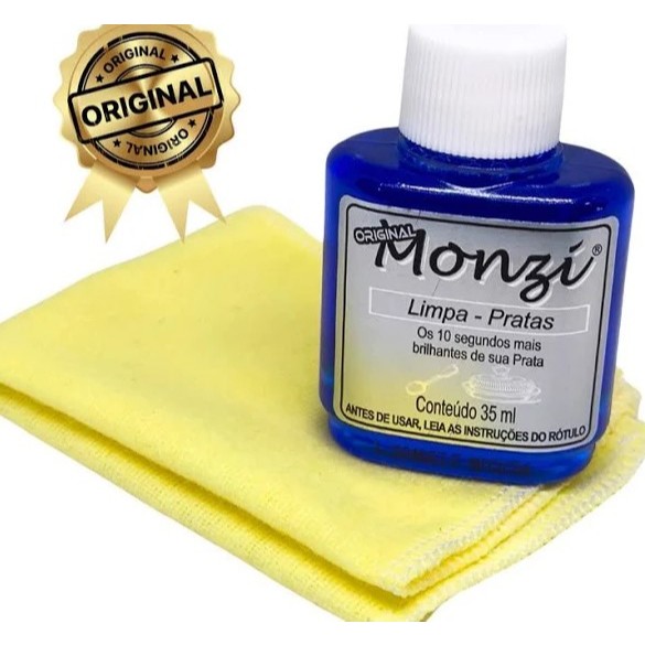 Kit Limpa Pratas 925 Monzi + Flanela Original - Liquido Para Limpar ...