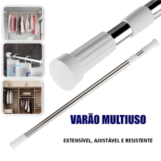 Porta Cortina Box Varão Bastão Extensível Universal Ajustável Banheiro Multiuso Suporte Extensor
