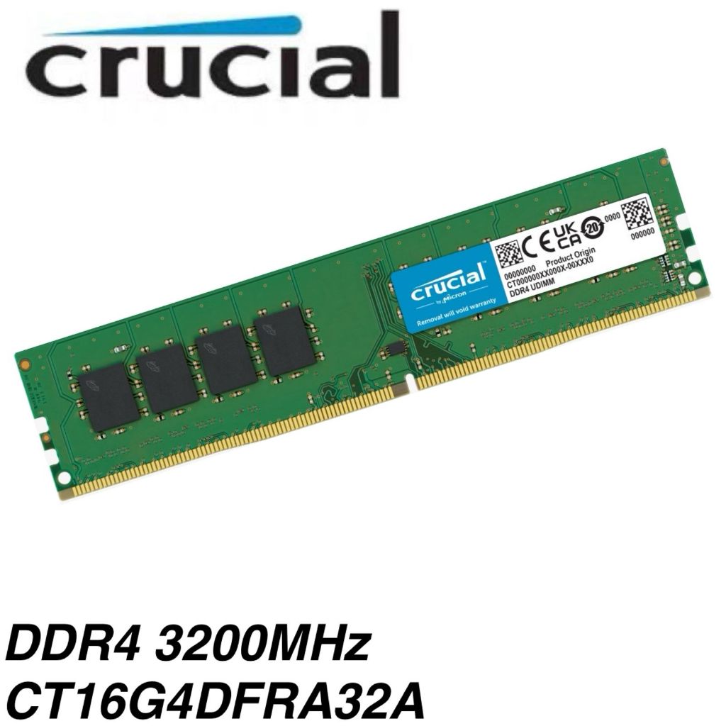 Memória RAM Crucial 16GB DDR4 3200MHz Desktop