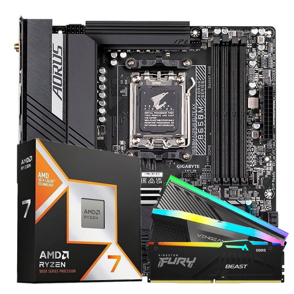 Kit Upgrade Ryzen 7 9800x3d+b650m Aorus Elite Ax+2x 16gb Ddr5 Rgb