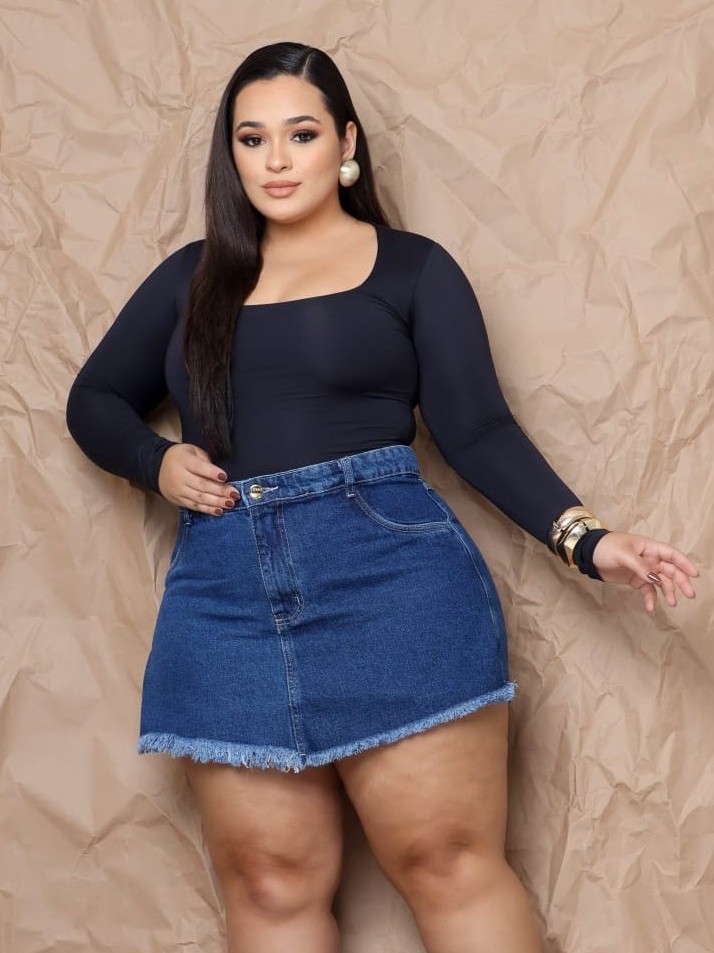 Short Saia Plus Size Cintura Alta Barra Desfiada | Shopee Brasil