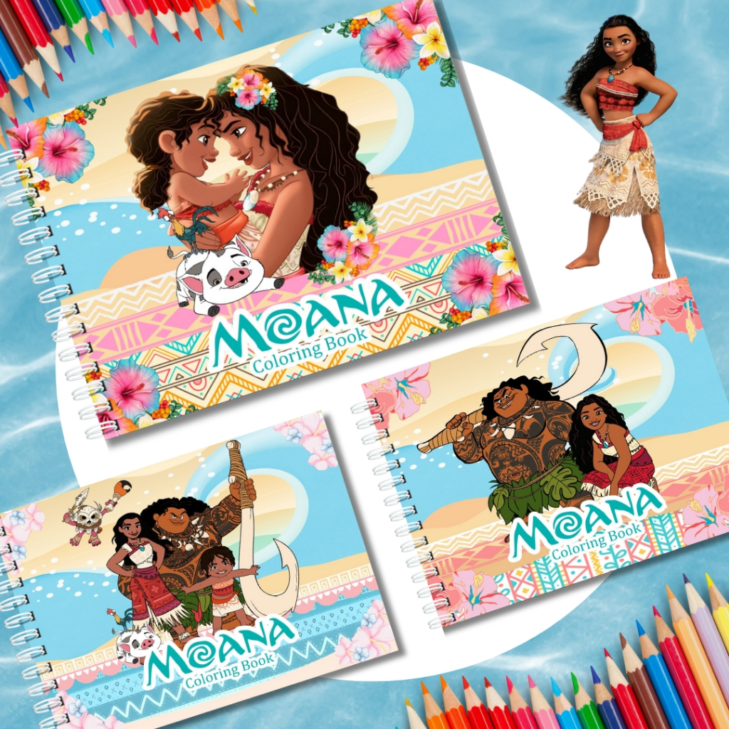 Livro De Colorir MOANA 50 Folhas 180G CAPA DURA Coloring Book Caderno